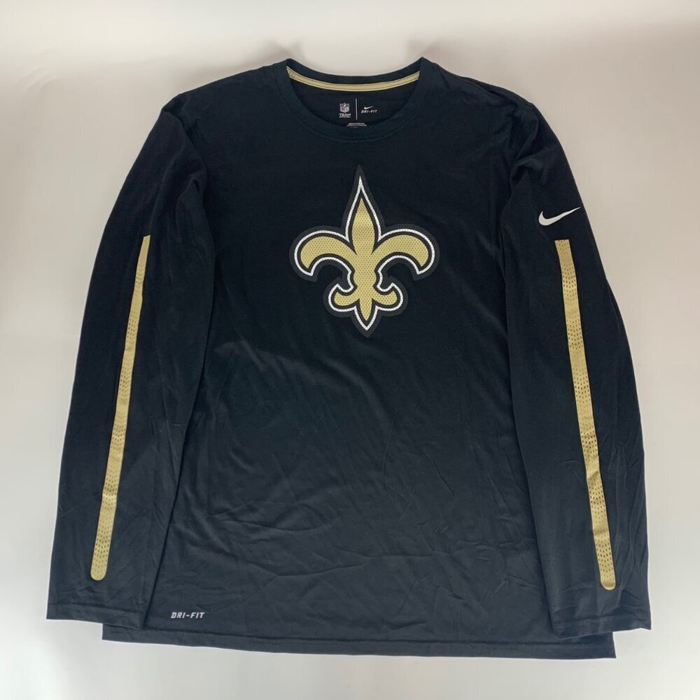New Orleans Saints NFL Black Nike Dri Fit Short Sleeve Athletic Crewneck Shirt